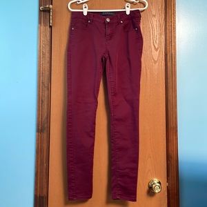 Tinsel maroon skinny jeans
